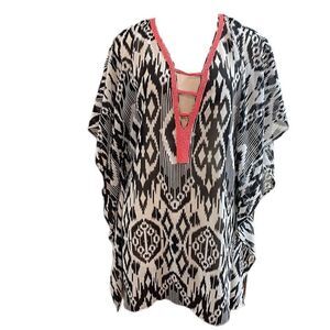 NWT Club Z Collection Black White Beaded Swim Coverup Size L/XL NEW